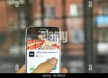 MONTREAL, KANADA - Juli 15: Adobe Magazine erstellen App auf Samsung S7-Bildschirm. Es ist eine kostenlose App, enthält den ursprünglichen Inhalt zu informieren, Stockfoto