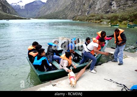 Llanganuco Lagunen - Nationalpark Huascaran. Abteilung der Ancash. PERU Stockfoto