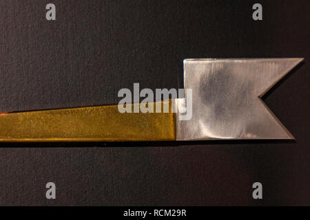 Mittelalterliche medizinische Werkzeuge, Detail von Vintage Chirurg Tools auf einem Tisch Stockfoto