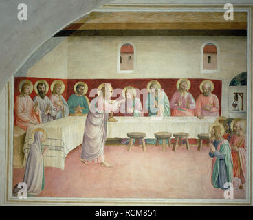 Die heilige Kommunion und das Letzte Abendmahl. Museum: San Marco, Florenz. Thema: Fra Angelico. Stockfoto