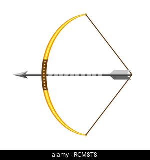 Bogen und Pfeil in flacher Ausführung. Vector Illustration. Bogen und Pfeil auf weißem Hintergrund Stock Vektor