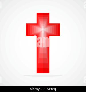 Abstrakte christliche Kreuz Symbol. Vector Illustration. Red Christian Kreuz auf hellen Hintergrund isoliert. Stock Vektor