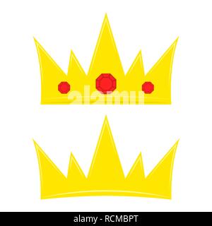 Zwei Krone Symbole im flachen Design. Vector Illustration. Golden Royal Kronen isoliert Stock Vektor