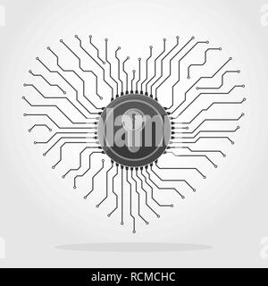 Elektronische Schlosssymbol in flacher Ausführung. Vector Illustration. Information Security Konzept, auf hellen Hintergrund isoliert Stock Vektor