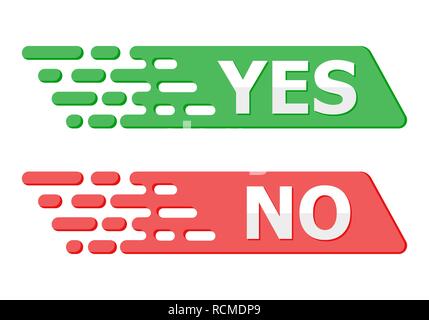 Schaltflächen Ja und Nein in flacher Ausführung. Vector Illustration. Ja und Nein, zwei konzeptionelle Tasten Stock Vektor