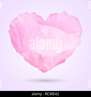 Happy Valentine's Day, Grußkarten mit Herz Form im Low Poly Stil. Vector Illustration. Festliche Hintergrund Stock Vektor