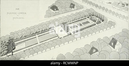 . Gartenkunst sterben. Landschaftsbau; Gärten - Europa. XII, H-STERBEN GARTENKUNST. 39. Fr. Scherer: Studie zur Umgestaltung des Bismarckgartens in Heidelberg. Ansicht aus der Vogeischau. als Rosenlauben hergestellt werden können, versehen. Zur Zeit der Rosenblüte wird of this Gartenteil sicher eine sroßc Anziehungskraft für die Besucher bilden. Den Abschluß bildet ein / Norden mit 2 bis 3 m hohen Hecke umschlossener Raum, dessen Mitte ein regelmäßiges Wasserbecken mit springstrahl ein-nimmt (vergl. Siehe Abb. S. 40). Zum beschaulichen Ruhen wird of this Raum mit dem leise plätschernde Stockfoto