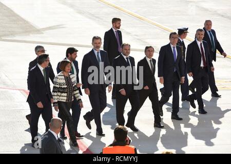 Murcia, Spanien. 15. Januar, 2019. Spanischen König Felipe VI mit dem Präsidenten der Region Murcia, Fernando Lopez Miras während der Einweihung des Internationalen Flughafen Murcia in Murcia am Dienstag, den 15. Januar 2019 Credit: CORDON PRESSE/Alamy leben Nachrichten Stockfoto