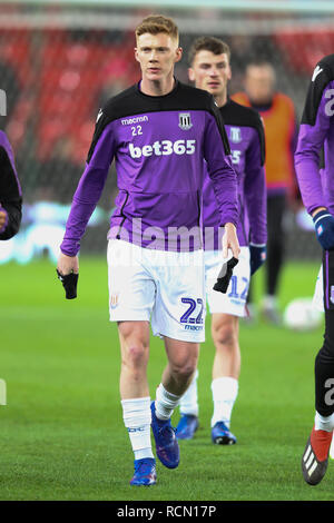 Stoke, UK. 15 Jan, 2019. Stoke City Mittelfeldspieler Sam Clucas (22) Während der Dritten Runde des FA Cup Replay Übereinstimmung zwischen Stoke City und Shrewsbury Town an der Bet365 Stadium, Stoke-on-Trent, England am 15. Januar 2019. Foto von Jurek Biegus. Nur die redaktionelle Nutzung, eine Lizenz für die gewerbliche Nutzung erforderlich. Keine Verwendung in Wetten, Spiele oder einer einzelnen Verein/Liga/player Publikationen. Credit: UK Sport Pics Ltd/Alamy leben Nachrichten Stockfoto