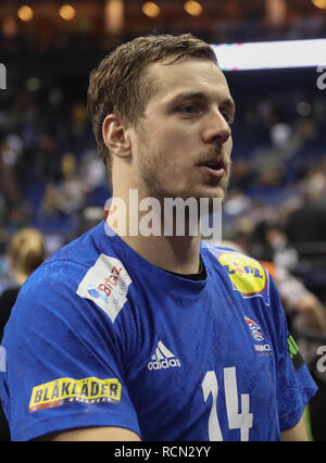 Berlin, Deutschland. 15. Jan 2019. Kentin Mahé (Frankreich) während der IHF Männer Wm 2019: Gruppe A handball Match zwischen Deutschland und Frankreich am 15. Januar 2019 in der Mercedes-Benz Arena in Berlin, Deutschland - Foto Laurent Lairys/DPPI Credit: Laurent Lairys/Agence Locevaphotos/Alamy leben Nachrichten Stockfoto