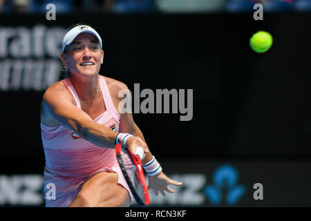 Melbourne, Australien. 16 Jan, 2019. Timea Babos von Ungarn in Aktion in der zweiten Runde gegen 5. Samen Sloane Stephens aus den USA an Tag drei der Australian Open 2019 Grand Slam Tennis Turnier in Melbourne, Australien. Credit: Cal Sport Media/Alamy leben Nachrichten Stockfoto