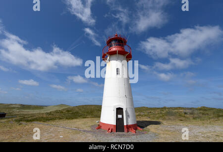 Westerland, Deutschland. 07 Juli, 2018. Blick auf den Leuchtturm List-West am Ellenbogen auf Sylt. Der Leuchtturm ist der nördlichste Leuchtturm in Deutschland. Credit: Carsten Rehder/dpa/Alamy leben Nachrichten Stockfoto