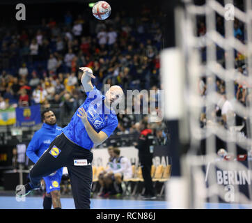 Berlin, Deutschland. 15. Januar, 2019. Vincent Gerard für Frankreich während der Aufwärmphase vor dem Spiel Quelle: Mickael Chavet/Alamy leben Nachrichten Stockfoto