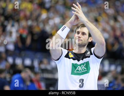 Berlin, Deutschland. 15. Januar, 2019. Uwe Gensheimer für Deutschland die Deutschen Fans applaudes Credit: Mickael Chavet/Alamy leben Nachrichten Stockfoto