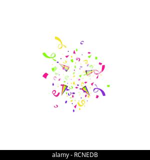 Vektor Konfetti. Festliche Abbildung. Party popper isoliert auf weißem Hintergrund Stock Vektor