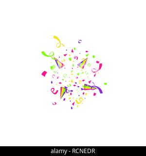 Vektor Konfetti. Festliche Abbildung. Party popper isoliert auf weißem Hintergrund Stock Vektor