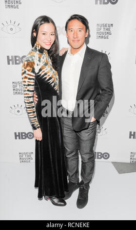 New York, NEW YORK - Januar 10, 2019: Elizabeth Chai Vasarhelyi und Jimmy Chin die 12. jährliche Kino Auge Honors Awards im Museum des bewegten Bildes teilnehmen Stockfoto