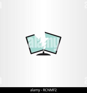 Defekter Monitor Computer Reparatur logo Vektor Stock Vektor