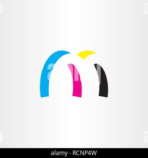 Logo Buchstabe m CMYK-Druck zeichen Symbol vektor design Stock Vektor