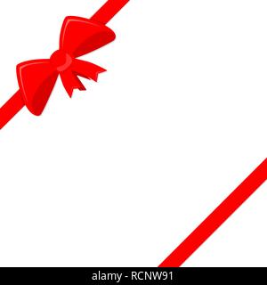 Roten Bogen mit Bändern in flacher Ausführung. Vector Illustration. Rote Schleife auf weißem Hintergrund Stock Vektor