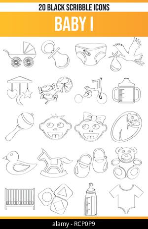 Schwarzen Symbole/Icons über Baby. Dieses Icon Set ist perfekt für kreative Menschen und Designer, die sich mit dem Thema Baby in ihrem Grafik Design benötigen. Stock Vektor