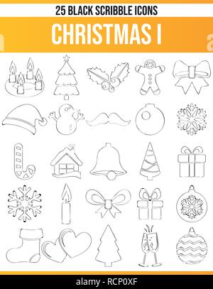 Schwarzen Symbole/Icons auf Weihnachten. Dieses Icon Set ist perfekt für kreative Menschen und Designer, die das Thema Weihnachten in Ihrem grafischen Design benötigen Stock Vektor