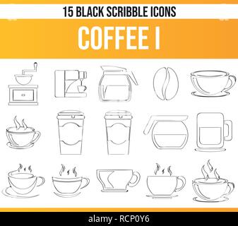 Schwarzen Symbole/Icons auf einen Kaffee. Dieses Icon Set ist perfekt für kreative Menschen und Designer, die jeden Aspekt der Kaffee in Ihre graphi benötigen Stock Vektor