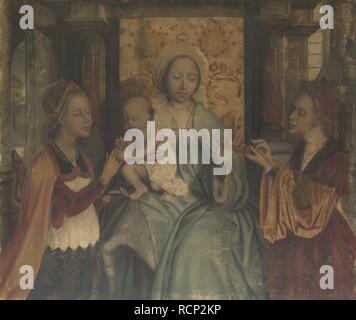 Die Jungfrau und Kind mit Heiligen Barbara und Katharina. Museum: National Gallery, London. Autor: MASSYS, Quentin. Stockfoto