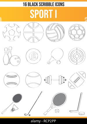 Schwarzen Symbole/Icons um Sport. Dieses Icon Set ist perfekt für kreative Menschen und Designer, die das Thema der Sport in ihrem grafischen Designs benötigen Stock Vektor