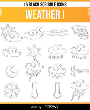 Schwarzen Symbole/Icons auf Wetter. Dieses Icon Set ist perfekt für kreative Menschen und Designer, die das Wetter Thema in ihren grafischen Designs benötigen. Stock Vektor