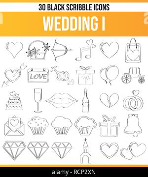 Schwarzen Symbole/Icons auf Hochzeit. Dieses Icon Set ist perfekt für kreative Menschen und Designer, die das Thema der Liebe in ihrer grafischen Designs benötigen. Stock Vektor