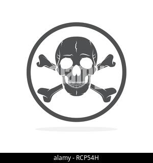 Totenkopf mit gekreuzten Knochen, Warnung Logo oder Symbol. Vector Illustration. Eine Markierung der Gefahr Warnung isoliert Stock Vektor