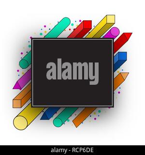 Abstrakte moderne geometrische Hintergrund. Vector Illustration. Bunte feier Hintergrund mit quadratischen Schwarzen Brett Stock Vektor