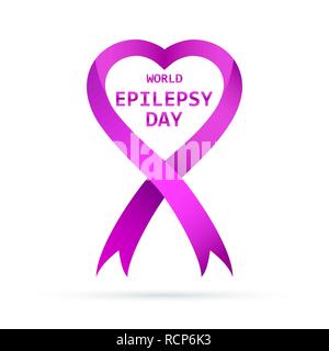 Symbol für die Welt Epilepsie Tag. Vector Illustration. 26. März. Purple Ribbon isoliert. Stock Vektor