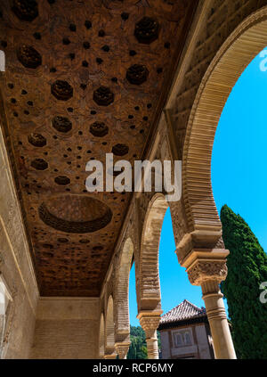 Decke Detail des Generalife Palast und Garten, Alhambra, Granada, Andalusien, Spanien Stockfoto