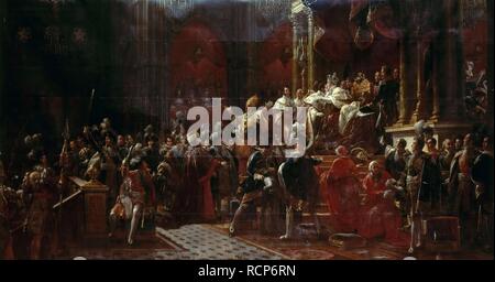 Die Krönung Karls X. von Frankreich in Reims, 29. Mai 1825. Museum: Musée de l'Histoire de France, Château de Versailles. Autor: GERARD, François. Stockfoto