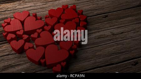 Valentinstag Hintergrund mit Herzen. 3d-Rendering Stockfoto