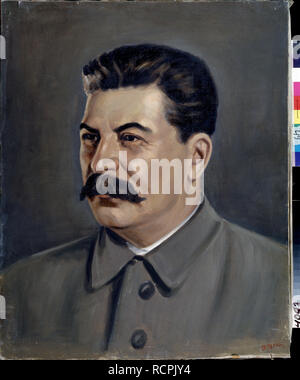 Porträt von Joseph Stalin (1879-1953). Museum: Staatliche Regionale I. Pozhalostin Art Museum, Ryasan. Autor: Tolkach, Pjotr Matveyevich. Stockfoto