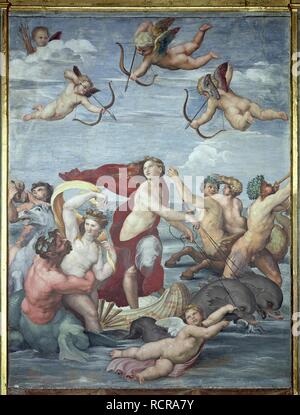 Triumph der Galatea. Museum: Villa Farnesina in Rom. Autor: Raphael (Raffaello Sanzio da Urbino). Stockfoto