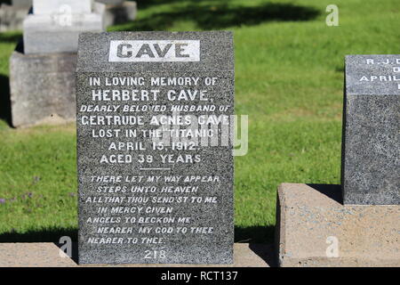 Sépulture de Victimes de naufrage du Titanic à Halifax Kanada/Beerdigung der Opfer des Untergangs der Titanic in Halifax Kanada Stockfoto