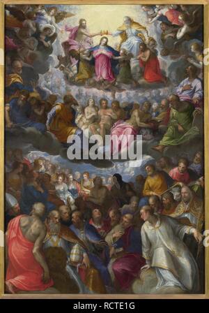Die Krönung der Jungfrau Maria. Museum: National Gallery, London. Autor: Rottenhammer, Johann (Hans), der Ältere. Stockfoto