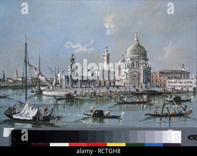 Blick auf die Kirche Santa Maria della Salute. Museum: Staat A Puschkin-Museum für bildende Künste, Moskau. Autor: GUARDI, GIACOMO. Stockfoto