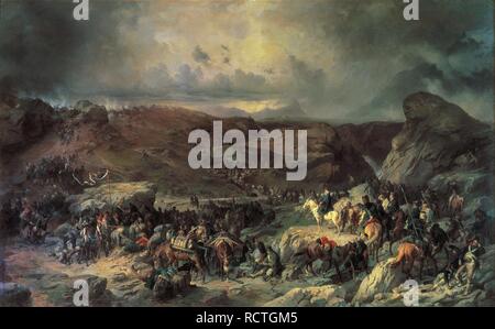 Armee von Alexander Suworow über den St. Gotthard Pass im September 1799. Museum: Staatliche Eremitage, St. Petersburg. Autor: KOTZEBUE, ALEXANDER VON. Stockfoto