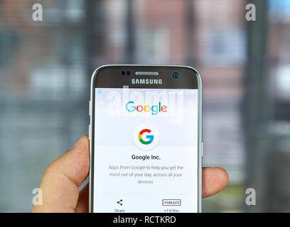 MONTREAL, KANADA - 23. JUNI 2016: Google Logo und Anwendungen auf Samsung S7-Bildschirm. Stockfoto