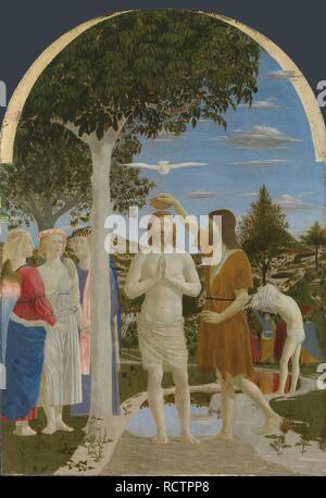 Die Taufe Christi. Museum: National Gallery, London. Autor: Piero della Francesca. Stockfoto
