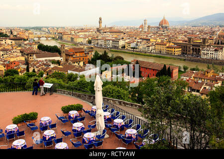 Panoramablick auf Florenz von der Piazzale Michelangelo. Stockfoto