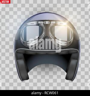 Oldtimer Motorradhelm mit Brille Stock Vektor