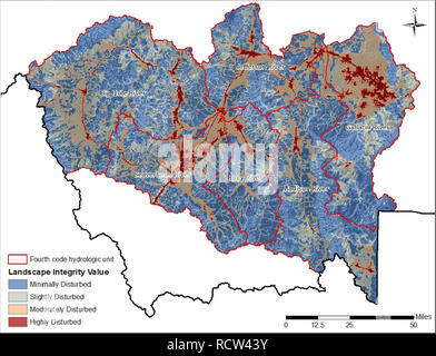 . Südwestmontana Feuchtgebiet Bewertung: Entwicklung einer landesweiten Erfassung und Überwachung der Strategie für Montana. Feuchtgebiete Feuchtgebiete; Ökologie; Wetland Management. ^ Vierter code hydrologischen Einheit Landschaft Integrität Wert^Minimal gestört] Leicht]] mäßig gestört Gestört ich sehr gestört Abbildung 14. Landschaft Integrität Klassen für den Südwesten Montana Becken-weiten Bewertung.. Bitte beachten Sie, dass diese Bilder extrahiert werden aus der gescannten Seite Bilder, die digital haben für die Lesbarkeit verbessert - Färbung und Aussehen dieser Abbildungen können nicht Perfekt rese Stockfoto