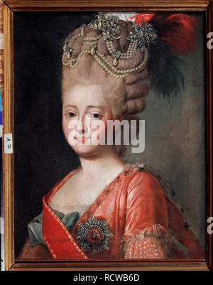 Porträt von Kaiserin Maria Fjodorowna (Sophie Dorothea von Württemberg (1759-1828). Museum: regionale Kunst Museum, Kaluga. Autor: ROSLIN, Alexander. Stockfoto