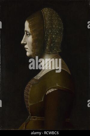 Porträt einer Frau im Profil. Museum: National Gallery, London. Autor: giovanni AMBROGIO DE PREDIS,. Stockfoto